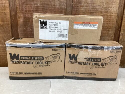 Lot of (2) WEN 3114 1.4-Amp High-Powered Variable Speed Rotary Tool Kit & (1) WEN 2307 101-Piece Rotary Tool Kit - Lot 246