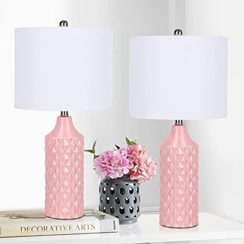 Ceramic Table Lamps with Linen Lampshade, Set of 2  - Lot 257