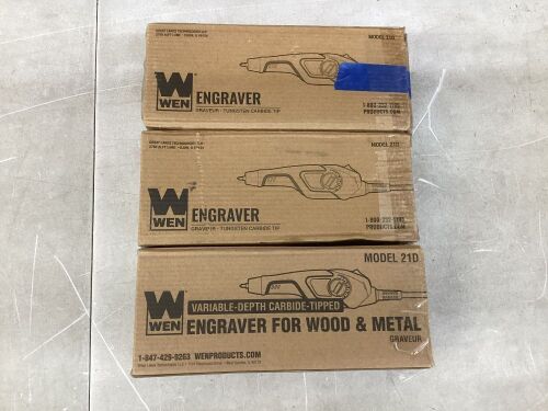 Lot of (3) WEN 21D Variable-Depth Carbide-Tipped Engraver for Wood and Metal - Lot 271