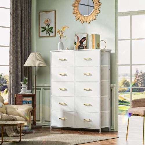 10 Drawer Dresser with Fabric Drawers  - Lot 721