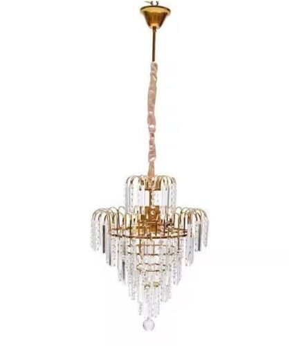 4-Light Modern Crystal Round Gold Pendant Light with K9 Crystal Shade  - Lot 736