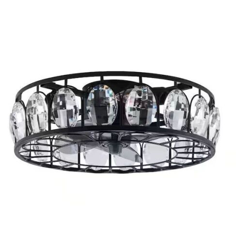 18 in. Indoor 4-Light Black Caged Semi Flush Mount Ceiling Fan with Light Kit and Remote Control 3-Speed - Lot 738