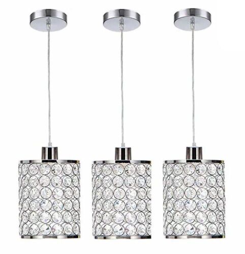 Modern Style Chrome Crystal Ceiling Pendant Lighting, 3 Pack  - Lot 749