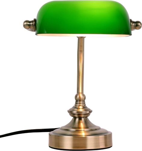 FIRVRE Glass Bankers Desk Lamp Classic Retro Bronze Finish - Lot 266
