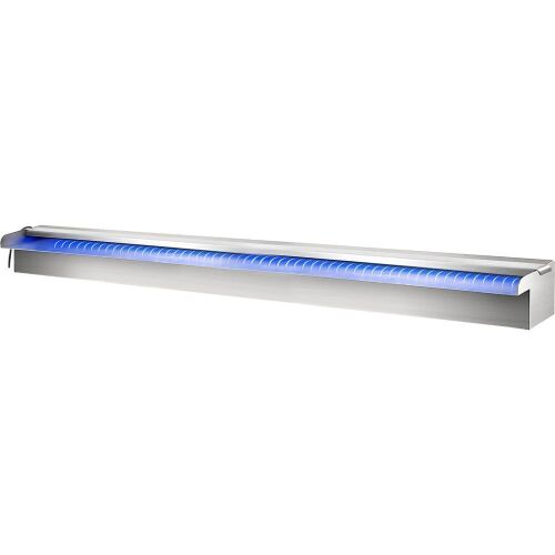 VEVOR Stainless Steel Pool Waterfall Fountain with LED Strip Light, 59.4" x 4.5" x 3.1" - Lot 268