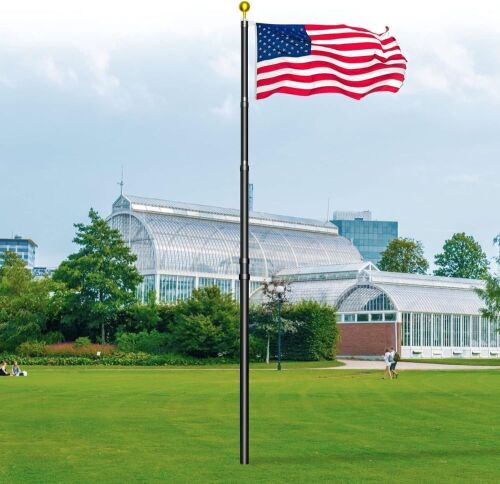 Wphold 25FT Telescopic Flag Pole Kit, Black  - Lot 444