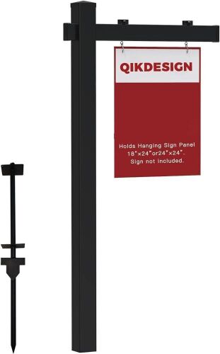 Qikdesign Vinyl PVC Real Estate Sign Post with Flat Cap 6' Tall,  36" Arm Holds Up to 24" Sign - Lot 446