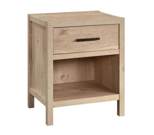 SAUDER Pacific View 1-Drawer Prime Oak Nightstand 25.827 in. x 21.496 in. x 17.48 in. - Lot 129