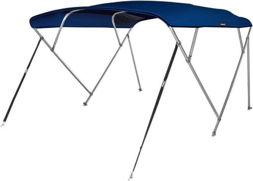 Bimini Top Boat Cover 600D Polyester Canvas 4 Bow 8' x 54" x 91-96" Navy Blue  - Lot 458