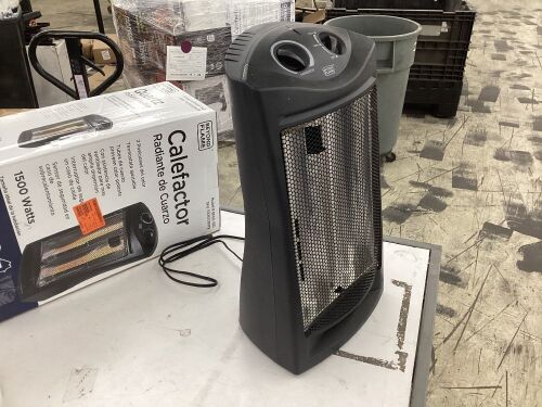1500-Watt Black Electric Tower Quartz Infrared Space Heater with Thermostat  - Lot 449