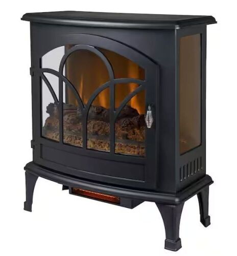 Muskoka 25 in. Freestanding Infrared Curved Front Panoramic Stove with Glass Front in Black - Lot 73