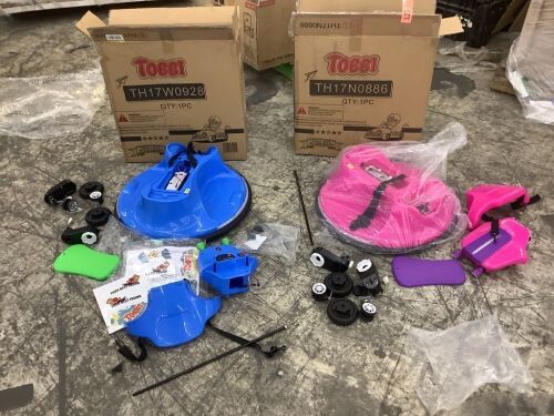 Lot of (2) TOBBI 12-Volt Kids Bumper Car Electric Ride on Vehicle - No Remotes or Chargers, Missing Screens - Lot 127
