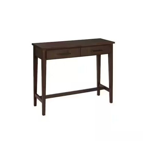 Bellamy 38 in. Smoke Brown Standard Rectangle Wood Console Table with Drawers  - Lot 74