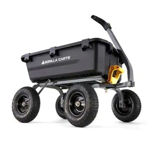 GORILLA CARTS 7 cu. ft. Patented Poly Bed Dumping Yard Cart, 1200 lbs. Capacity, Pull/Tow Handle Design - Lot 59
