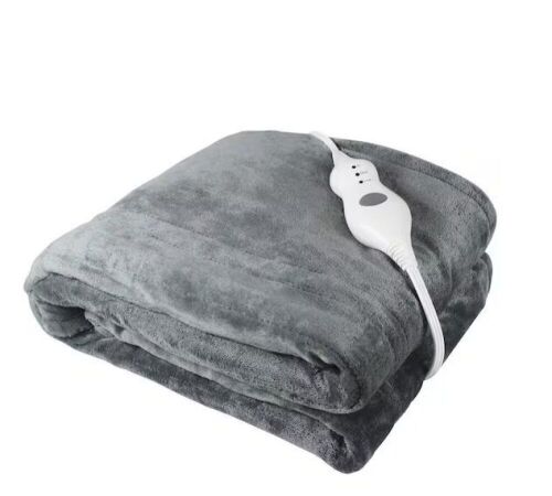 50 in. x 60 in. Grey Heated Throw Blanket  - Lot 424