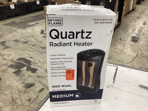 1500-Watt Black Electric Tower Quartz Infrared Space Heater with Thermostat  - Lot 404