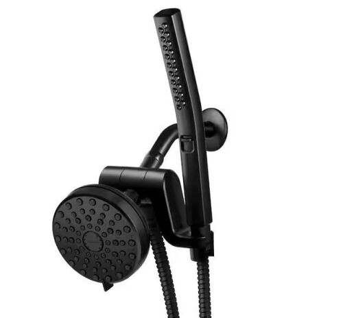 Waterpik 12-Spray High Pressure 1.8 GPM 5 in. Wall Mount Dual Shower Head and Handheld Shower Head in Matte Black - Lot 438
