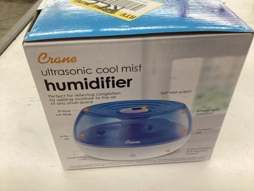 Crane 0.2 Gal. Personal Ultrasonic Cool Mist Humidifier for Small Rooms up to 160 sq. ft.  - Lot 439