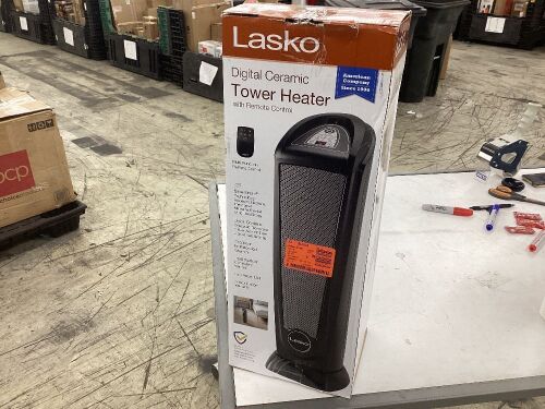Lasko 1500-Watt 22.5 in. Electric Ceramic Tower Space Heater with Timer and Remote Control - Lot 391