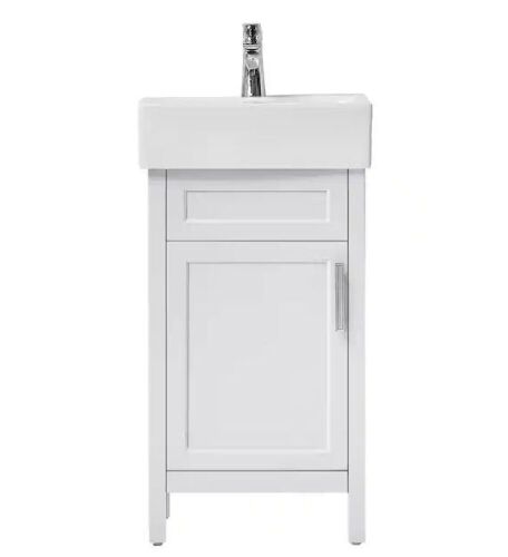 Arvesen Single Sink Bath Vanity in White with White Ceramic Top  - Lot 75