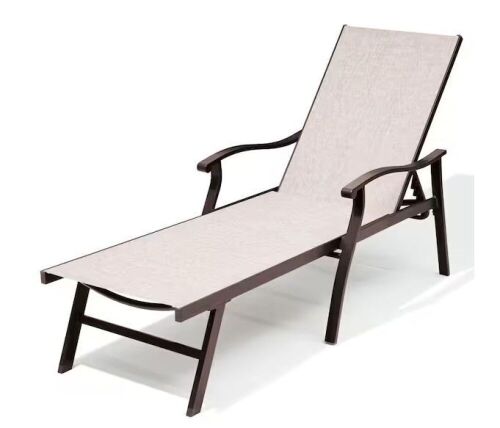 Crestlive Products Classic Brown 1-Piece Metal Adjustable Outdoor Chaise Lounge  - Lot 121