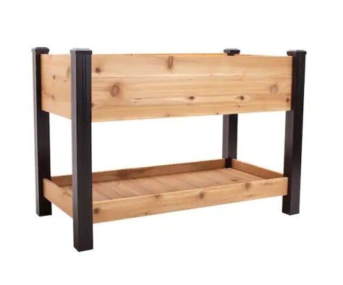 Vigoro Elevated Cedar Garden Bed with Shelf, Vinyl Legs  - Lot 394