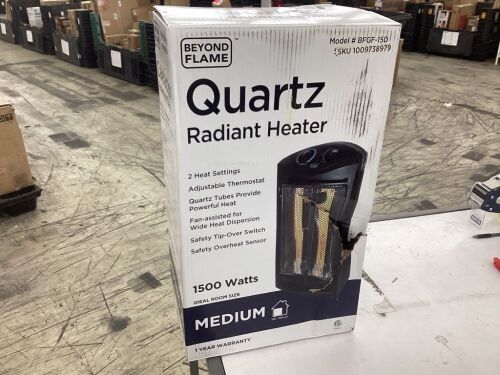 1500-Watt Black Electric Tower Quartz Infrared Space Heater with Thermostat  - Lot 379