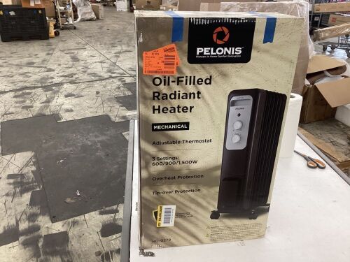 Pelonis 1,500-Watt Oil-Filled Radiant Electric Space Heater with Thermostat  - Lot 354
