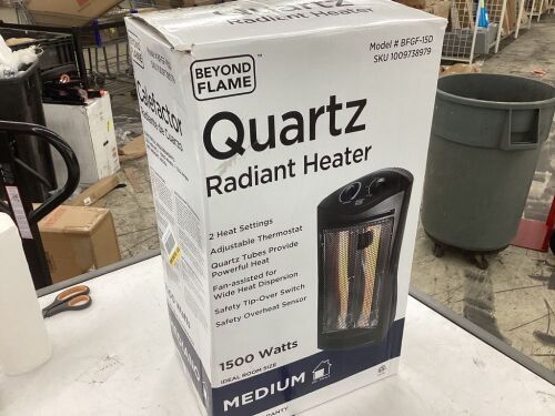 1500-Watt Black Electric Tower Quartz Infrared Space Heater with Thermostat  - Lot 353