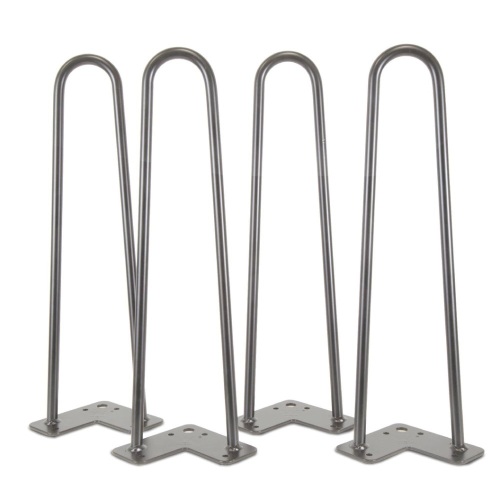 WEN TL16S 16-Inch Mid-Century Modern Raw Steel Hairpin Table Legs, 1/2" Diameter, Set of 4  - Lot 302