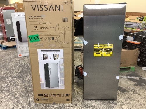 Vissani 11 cu. ft. Convertible Auto Defrost Garage Ready Upright Freezer/Refrigerator in Stainless Steel, Energy Star - Dented Bottom  - Lot 10