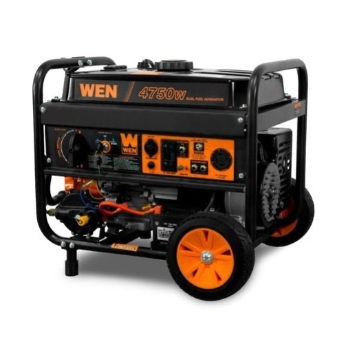 WEN DF475T 4,750/3,800-Watt 120-Volt/240-Volt Dual Fuel Gasoline and Propane Powered Electric Start Portable Generator w/ Wheel Kit  - Lot 17