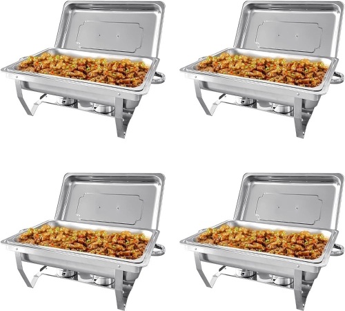11L Chafing Dish Buffet Set Stainless Steel, 4 Pack  - Lot 48