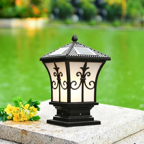Lot of (2) Solar Powered Outdoor LED Pillar Lamp Post Light - Lot 635