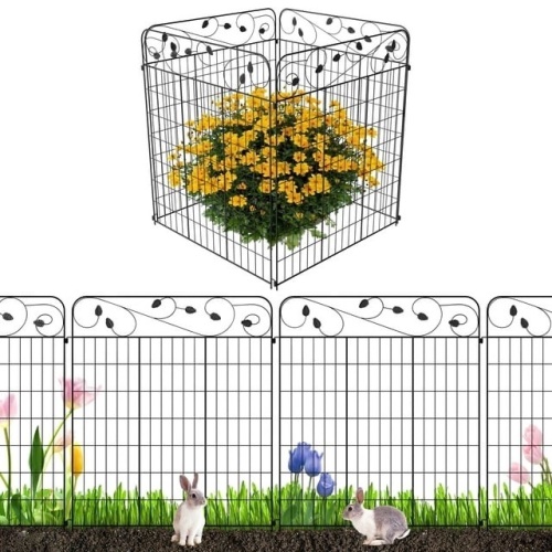KALEFU Rustproof Metal Wire Garden Fence Border, 4 Panel, 44" x 36" Panels  - Lot 145