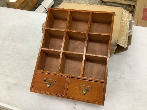 Desktop Storage Wooden Shelf with 2 Drawers 9 Cubes - Lot 137