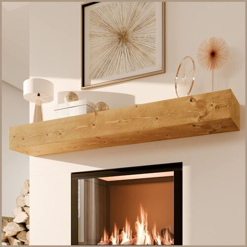 Avana Wall-Mounted Mantle for Over Fireplace, 72" x 8" x 5", Rustic Brown  - Lot 112