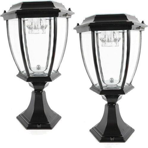 LYNICESHOP Outdoor Solar Post Lights, Waterproof LED, Black, 2 Pack  - Lot 171