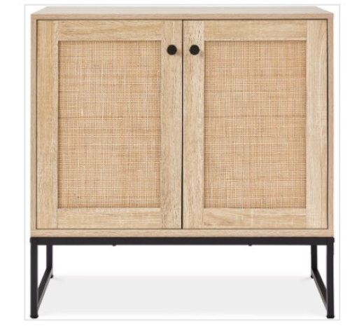 2-Door Rattan Storage Cabinet Accent Furniture for Living Room w/ Foot Pads $236.99 - Lot 106