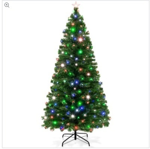 Pre-Lit Fiber Optic Pine Christmas Tree w/ Multicolor & LED Lights - Lot 114