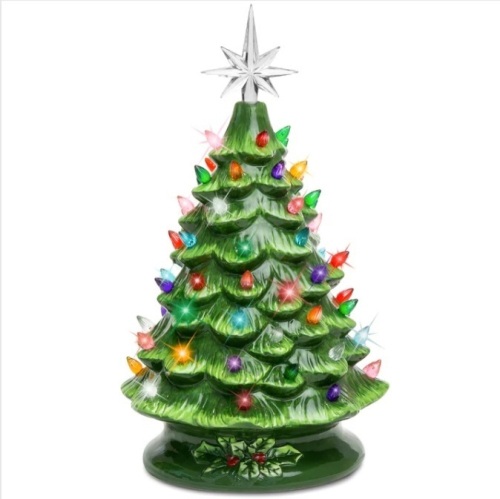 Pre-Lit Ceramic Tabletop Christmas Tree with Lights- 15in $79.99 - Lot 177