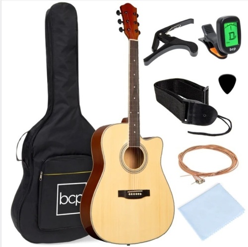 Full Size Beginner Acoustic Guitar Set with Case, Strap, Capo - 41in $149.99  - Lot 197