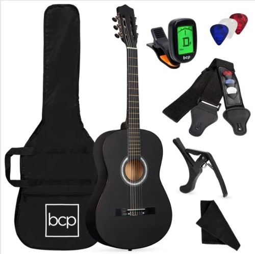 Beginner Acoustic Guitar Set w/ Case, Strap, Digital Tuner, Strings - 38in $99.99 - Lot 145