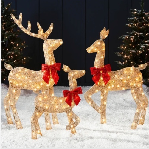 3-Piece Lighted 2D Christmas Deer Set Outdoor Decor w/ 175 LED Lights - 4ft $142.99 - Lot 217