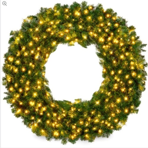 60"Pre-Lit Artificial Fir Christmas Wreath w/ LED Lights, Plug-In, PVC Tips $199.99 - Lot 328
