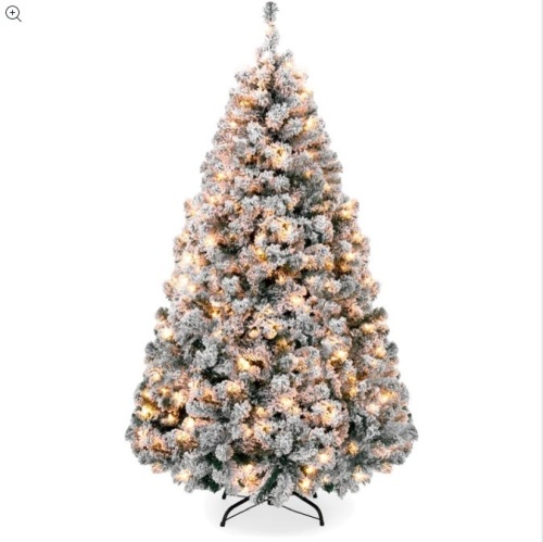 7 1/2' Pre-Lit Snow Flocked Artificial Pine Christmas Tree w/ Warm White Lights $379.99 - Lot 338