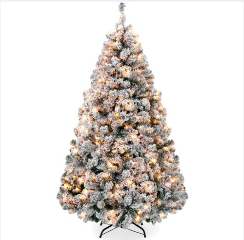 6' Pre-Lit Snow Flocked Artificial Pine Christmas Tree w/ Warm White Lights $249.99 - Lot 339