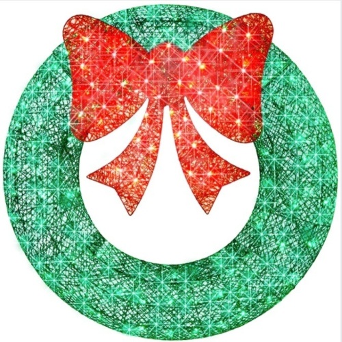 Pre-Lit Outdoor Christmas Wreath, LED Metal Holiday Decor w/ Bow - 60in $290.99 - Lot 348