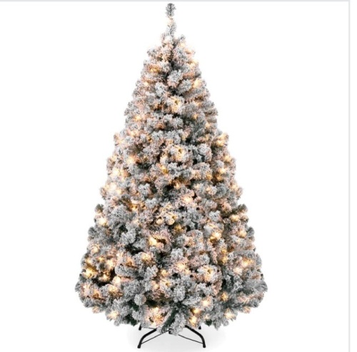 4 1/2' Pre-Lit Snow Flocked Artificial Pine Christmas Tree w/ Warm White Lights $119.99 - Lot 293
