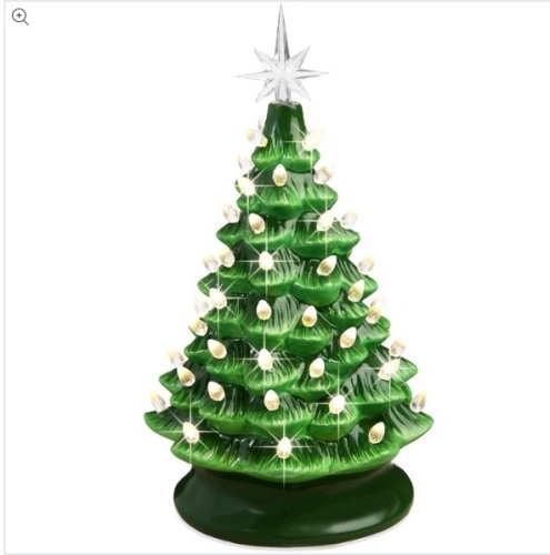 Pre-Lit Ceramic Tabletop Christmas Tree with Lights- 15in - Lot 174